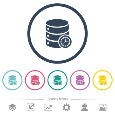 Veritabanı olayları düz renk simgeleri yuvarlak anahatlar olarak zaman aşımına uğradı. 6 bonus simgeler dahil.