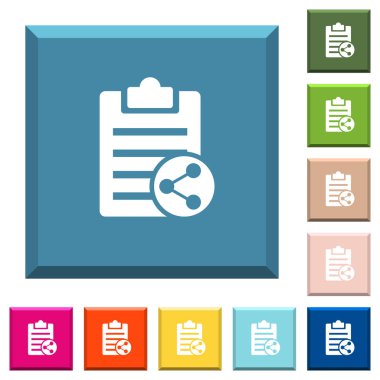 Not beyaz simgeleri çeşitli moda renklerde ucu keskin kare düğmeleri paylaşın