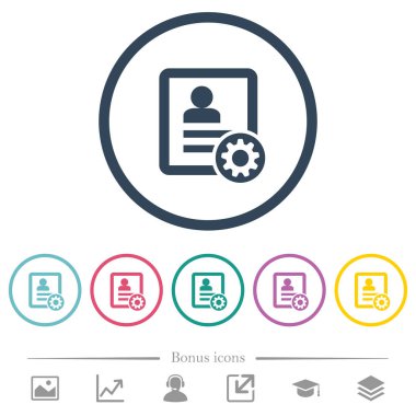 Ayarları düz renk simgeleri yuvarlak özetliyor başvurun. 6 bonus simgeler dahil.