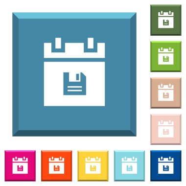 Zamanlama verileri beyaz simgeleri çeşitli moda renklerde ucu keskin kare düğmeleri tasarruf edin