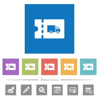 Kare arka planları indirim kupon düz beyaz simgeler taşıma. 6 bonus simgeler dahil.