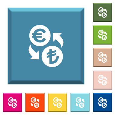Euro Lirası para Satım beyaz simgeleri çeşitli moda renklerde ucu keskin kare düğmeleri