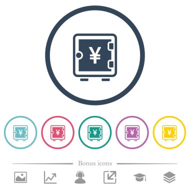 Yen güçlü bir kutu düz renkli simgeler yuvarlak özetliyor. 6 bonus simgeler dahil.