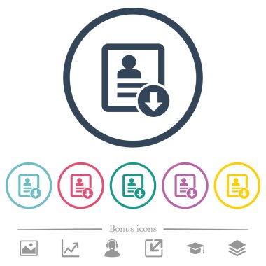 Yuvarlak özetliyor kişi düz renk simgeleri aşağı iner. 6 bonus simgeler dahil.