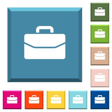 El çantası beyaz simgeleri çeşitli moda renklerde ucu keskin kare düğmeleri