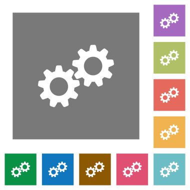 İşbirliği basit düz simgeleri kare arka planlar renk