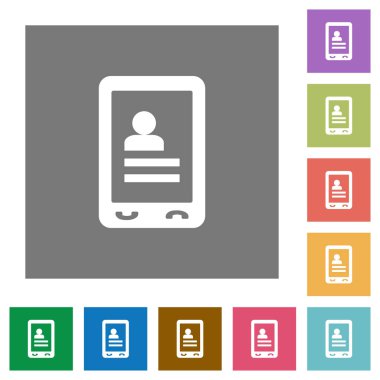 Düz simgeler basit renkli kare arka planlar üzerinde hareket eden kişiler