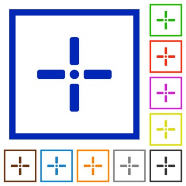 Kare kare beyaz arka plan üzerinde hassas imleç düz renk simgeleri