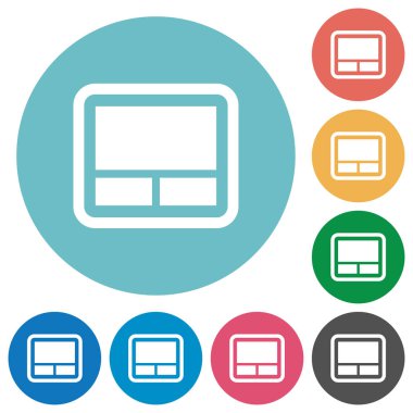 Dizüstü touchpad düz beyaz simgeleri yuvarlak renkli arka planlar