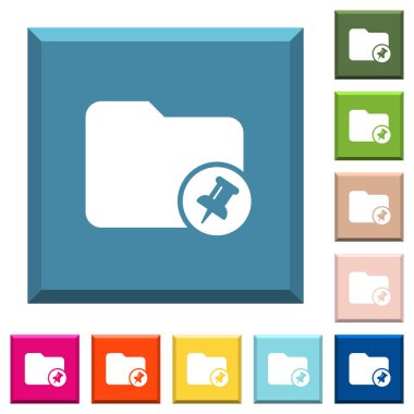 PIN Dizin beyaz simgeleri çeşitli moda renklerde ucu keskin kare düğmeleri