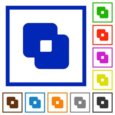 Şekiller düz renk simgeleri beyaz arka plan üzerinde kare kare hariç