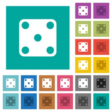 Domino beş çok düz simgeler düz kare arka plan üzerinde renkli. Beyaz ve koyu kutsal kişilerin resmi varyasyon hover veya etkin efektleri dahil.
