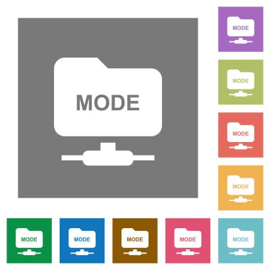 FTP aktarımı basit renkli kare arka planlar üzerinde mod düz Icons set