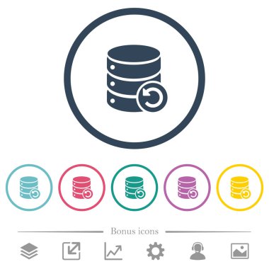 Veritabanı değişiklikleri düz renk simgeleri yuvarlak özetliyor geri. 6 bonus simgeler dahil.