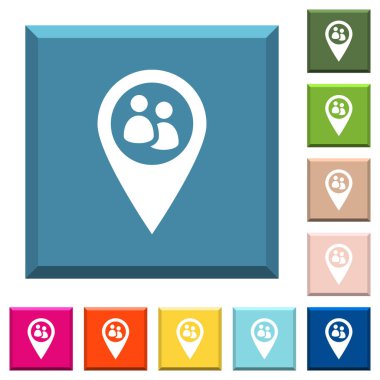 Filoyu ucu keskin kare düğmeleri çeşitli moda renklerde beyaz simgeler izleme