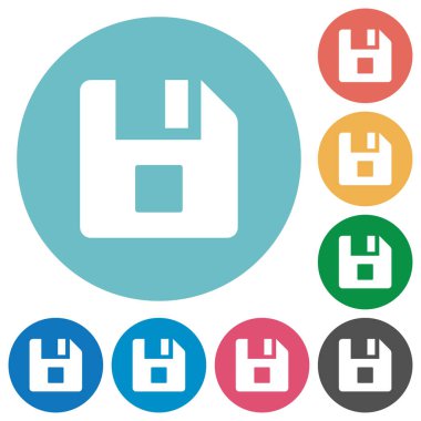 Dur düz beyaz simgeler yuvarlak renkli arka planlar üzerinde dosya