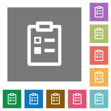 Basit renkli kare arka planlar üzerinde anket düz simgeler