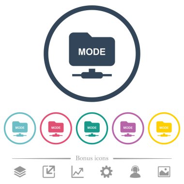 FTP transfer modu düz renk simgeleri yuvarlak Anahatlarda ayarlayın. 6 bonus simgeler dahil.