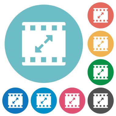 Filmi yeniden boyutlandırma yuvarlak renkli arka planlar üzerinde büyük düz beyaz simgeler