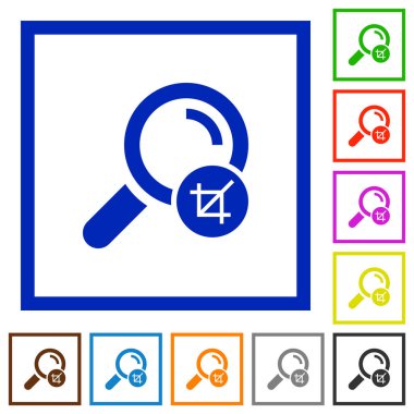 Düz renk simgeleri beyaz arka plan üzerinde kare kare sınırlayıcı arama sonuçları