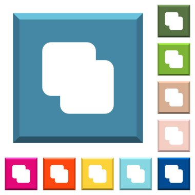 Ucu keskin kare düğmeleri çeşitli moda renklerde şekiller beyaz simge ekleme