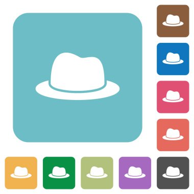 Tek Hat beyaz düz simgeler renk üzerinde yuvarlak kare arka planlar