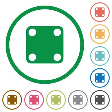 Domino dört düz renk simgeleri özetliyor beyaz arka plan üzerinde yuvarlak