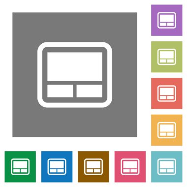 Dizüstü touchpad düz simgeler basit renkli kare arka planlar üzerinde