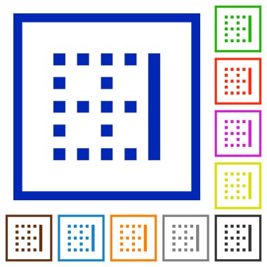 Kare kare beyaz arka plan üzerinde sağ kenarlık düz renk simgeleri