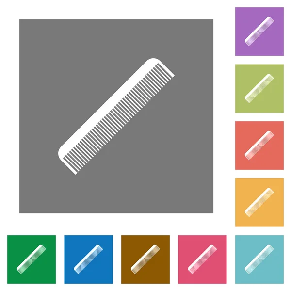 シンプルで単純な櫛フラット アイコン カラー正方形の背景 — ストックベクタ