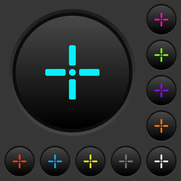 Precise Cursor Dark Push Buttons Vivid Color Icons Dark Grey — Stock Vector