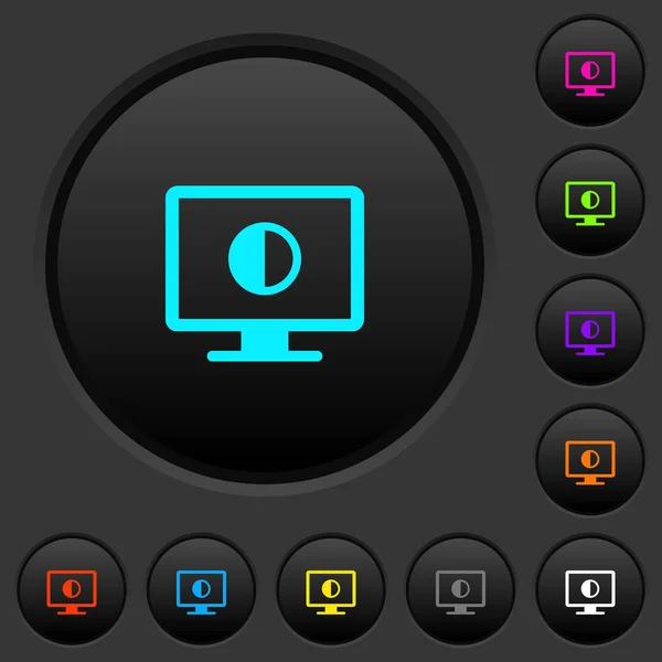 Adjust Screen Contrast Dark Push Buttons Vivid Color Icons Dark — Stock Vector