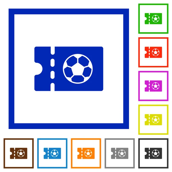 Fußball Rabatt Coupon Flache Farbsymbole Quadratischen Rahmen Auf Weißem Hintergrund — Stockvektor