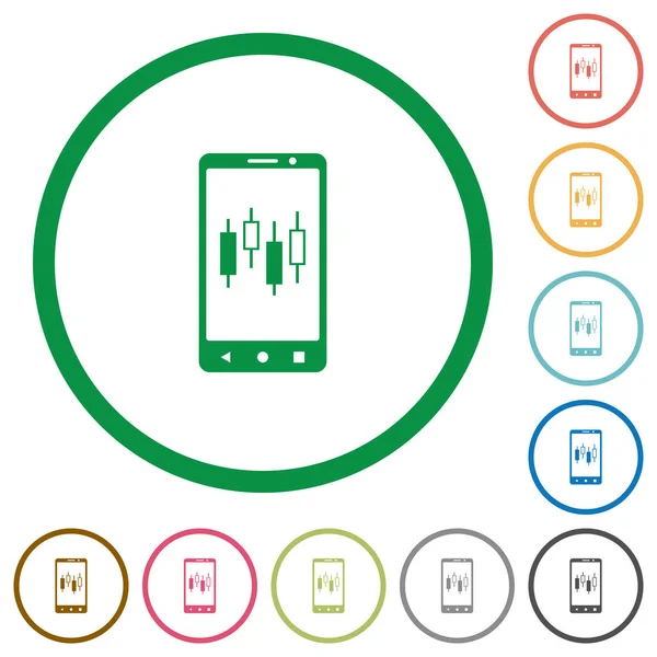 Corredor Móvil Iconos Color Plano Contornos Redondos Sobre Fondo Blanco — Archivo Imágenes Vectoriales