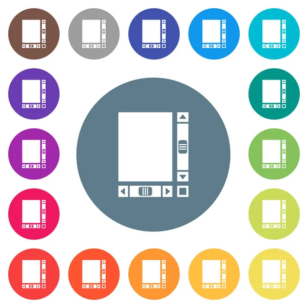 Leeg Document Met Scroll Bars Platte Witte Pictogrammen Een Ronde — Stockvector