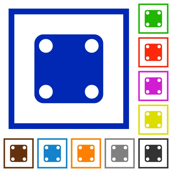 Ντόμινο Τέσσερα Εικονίδια Επίπεδη Χρώμα Τετράγωνο Καρέ Λευκό Φόντο — Διανυσματικό Αρχείο