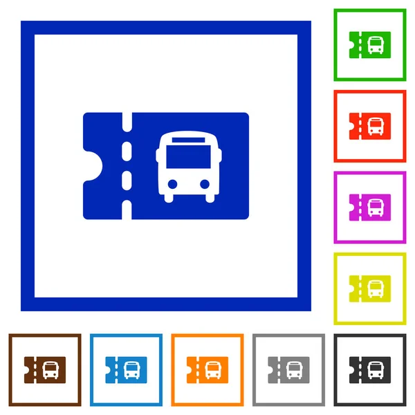 Transporte Público Cupón Descuento Iconos Color Plano Marcos Cuadrados Sobre — Vector de stock