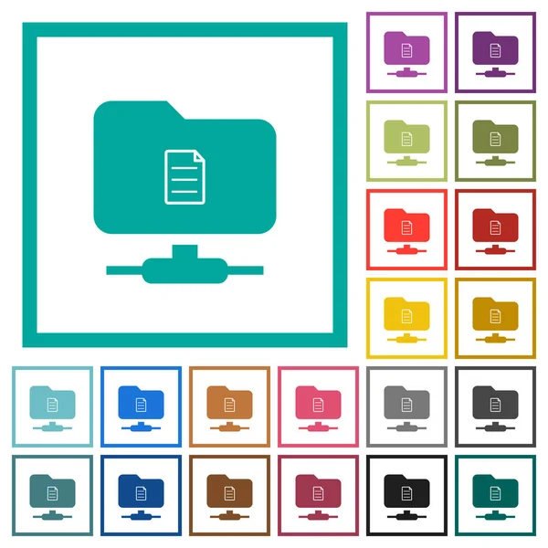 Propiedades Ftp Iconos Color Plano Con Marcos Cuadrante Sobre Fondo — Vector de stock