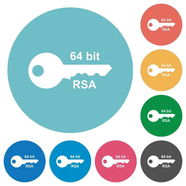 ラウンド カラーの背景上の ビット Rsa 暗号化フラット ホワイト アイコン — ストックベクタ