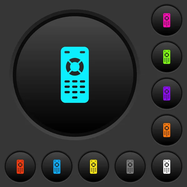 Remote Control Dark Push Buttons Vivid Color Icons Dark Grey — Stock Vector