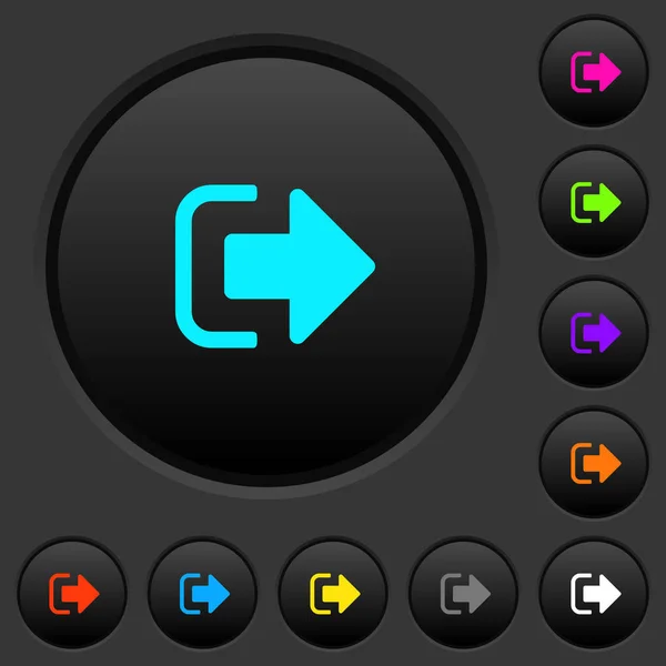 Cerrar Sesión Botones Oscuros Con Iconos Colores Vivos Sobre Fondo — Vector de stock