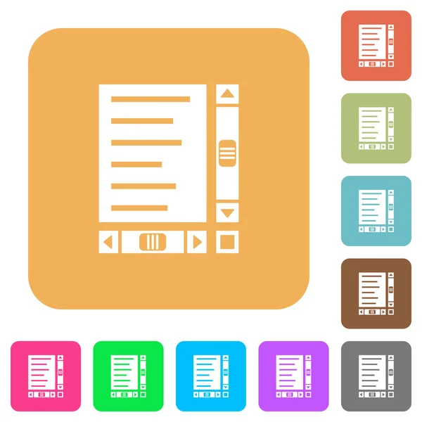 Documento Con Contenido Barras Desplazamiento Iconos Planos Sobre Fondos Cuadrados — Vector de stock