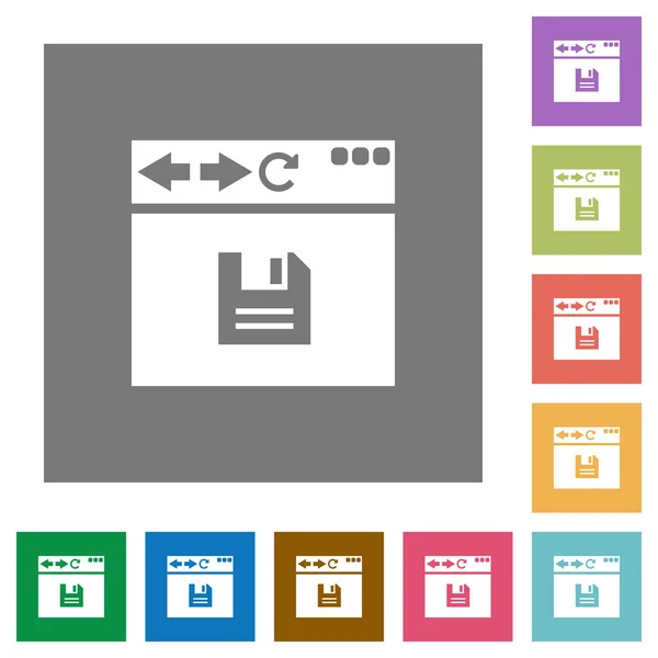 Πρόγραμμα Περιήγησης Αποθηκεύσετε Flat Εικονίδια Απλό Χρώμα Τετράγωνο Φόντα — Διανυσματικό Αρχείο