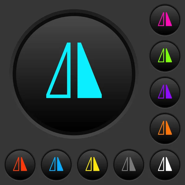Flip Horizontal Dark Push Buttons Vivid Color Icons Dark Grey — Stock Vector