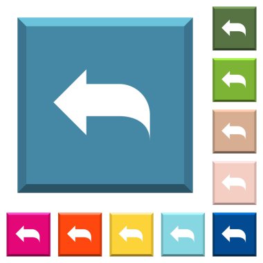 Beyaz simgeleri çeşitli moda renklerde ucu keskin kare düğmelerini posta yanıtlama