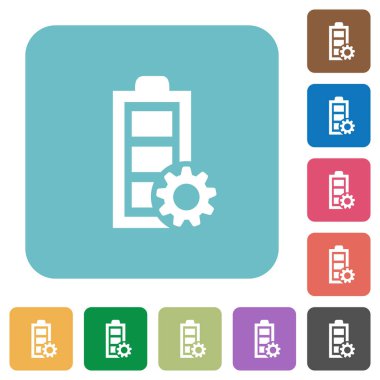 Güç yönetimi beyaz düz simgeler renk üzerinde yuvarlak kare arka planlar