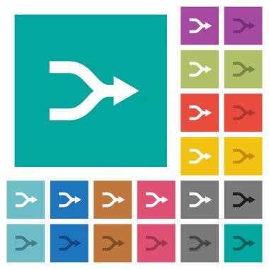 Düz simgeler düz kare arka plan üzerinde renkli oklar çoklu birleştirme. Beyaz ve koyu kutsal kişilerin resmi varyasyon hover veya etkin efektleri dahil.
