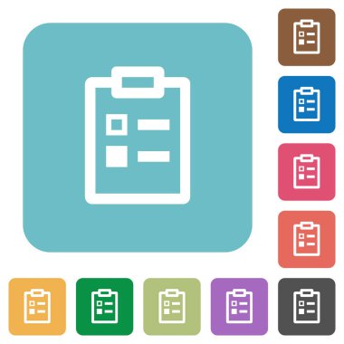 Anket beyaz düz simgeler renk üzerinde yuvarlak kare arka planlar