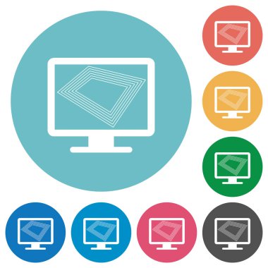 Ekran koruyucu olarak düz beyaz Monitör simgelerini yuvarlak renkli arka planlar