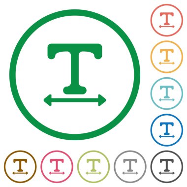 Yazı tipi genişliği düz renk simgeleri beyaz arka plan üzerinde yuvarlak anahatlar olarak ayarlamak